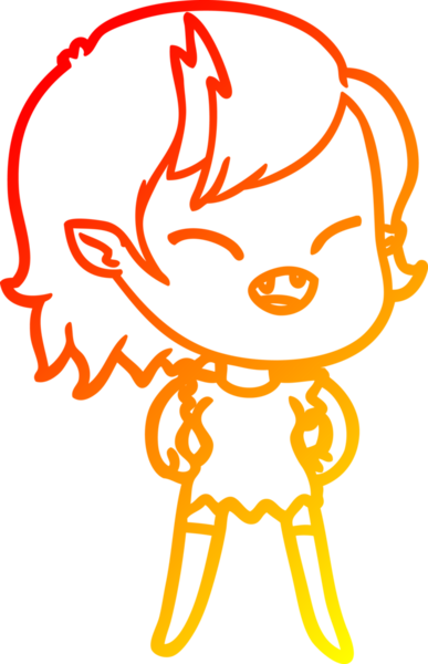 Bir insan tarafından çizilmiş gülen vampir kız çizgi filmi.