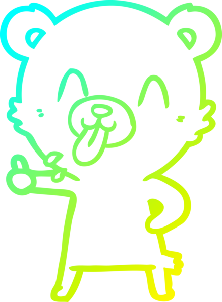 Bir insan tarafından çizilmiş kaba bir çizgi film ayısının soğuk gradyan çizimi