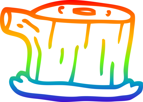 gökkuşağı gradyanı çizimi bir insan tarafından çizilmiş ağaç kütüğü