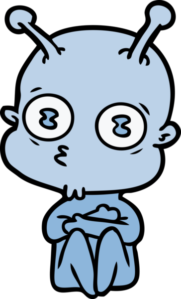 Bir insan tarafından çizilmiş garip kel uzay adamı çizgi filmi.