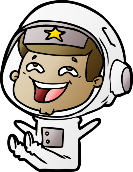 Bir insan tarafından çizilmiş gülen astronot çizgi filmi.