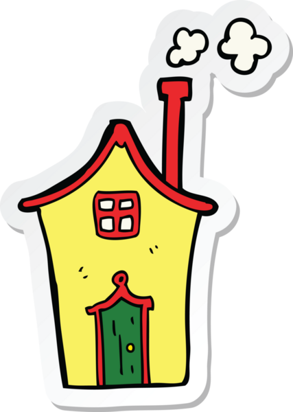 Bir insan tarafından çizilmiş bir karikatür evinin çıkartması.