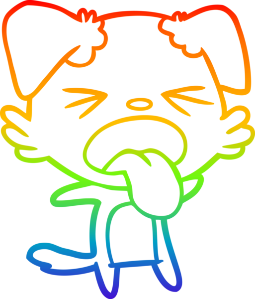 Gökkuşağı gradyan çizgi çizimi bir insan tarafından çizilmiş iğrenç bir köpek.