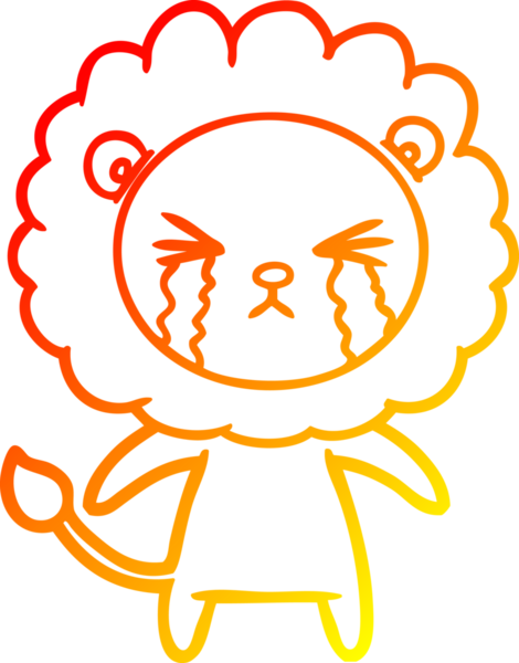 Bir insan tarafından çizilmiş, ağlayan bir aslanın çizgi çizimi.