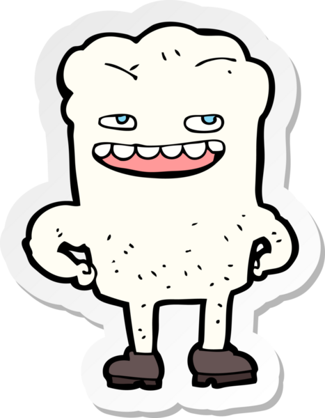 Bir insan tarafından çizilmiş çizgi film dişinin çıkartması.