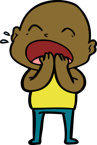 Bir insan tarafından çizilmiş kel adam diye bağıran çizgi film.