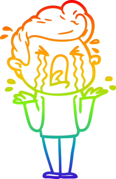 Bir insan tarafından çizilmiş ağlayan bir adamın çizdiği gökkuşağı gradyan çizgisi.