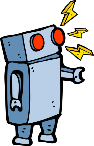 Bir insan tarafından çizilmiş çizgi film robotu