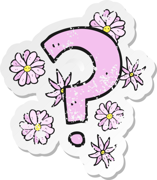 Bir insan tarafından çizilmiş bir karikatür soru işaretinin gerilimli retro yapıştırması