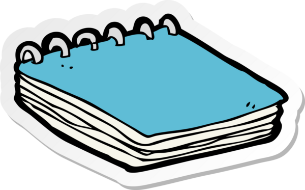 Bir insan tarafından çizilmiş karikatür not defteri etiketi.