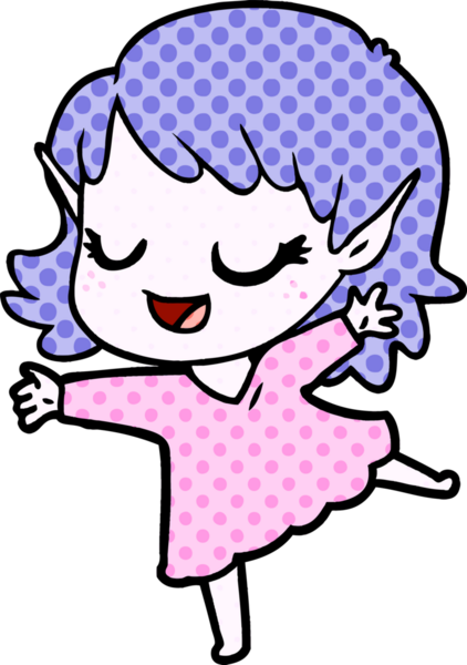 Bir insan tarafından çizilmiş mutlu elf kızı.