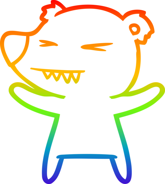 Kızgın bir kutup ayısının çizdiği gökkuşağı gradyan çizgi insan tarafından çizilmiş.