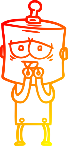 Bir insan tarafından çizilen çizgi film robotunun sıcak çizgi çizimi