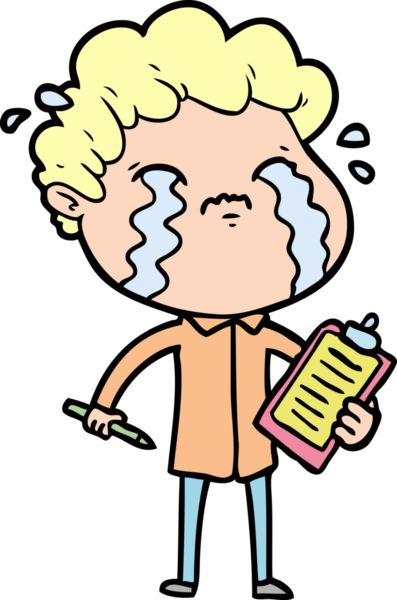 Bir insan tarafından çizilmiş ağlayan çizgi film adamı.