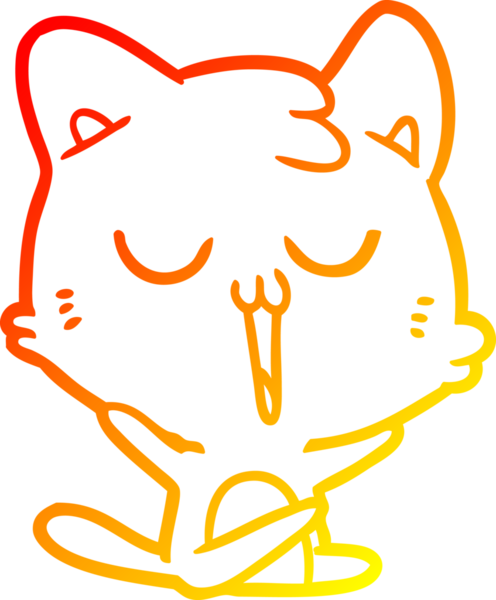 Bir insan tarafından çizilmiş çizgi film kedisinin sıcak çizgi çizimi