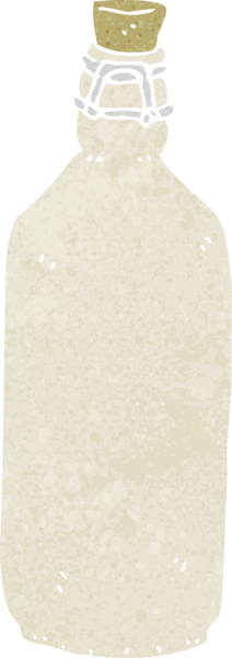 Bir insan tarafından çizilmiş geleneksel çizgi film şişesi.