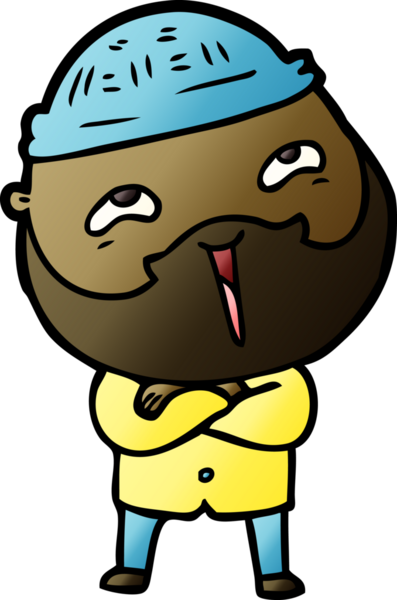 Bir insan tarafından çizilmiş mutlu sakallı bir adam.