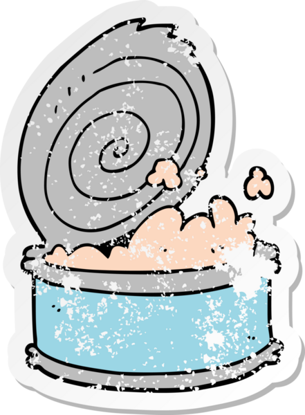 Bir insan tarafından çizilmiş konserve balığın sıkıntılı çıkartması.