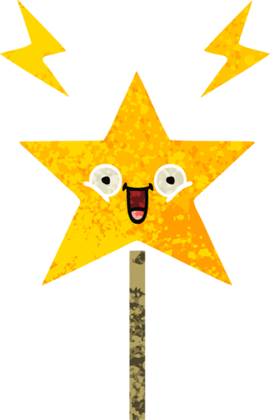 Bir insan tarafından çizilmiş sihirli bir değneğin retro çizim tarzı karikatürü.