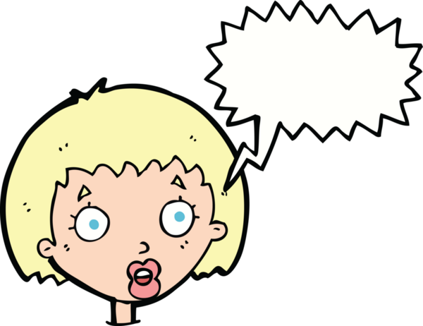 Bir insan tarafından çizilen konuşma baloncuğuyla kadın yüzü şaşırtılıyor.