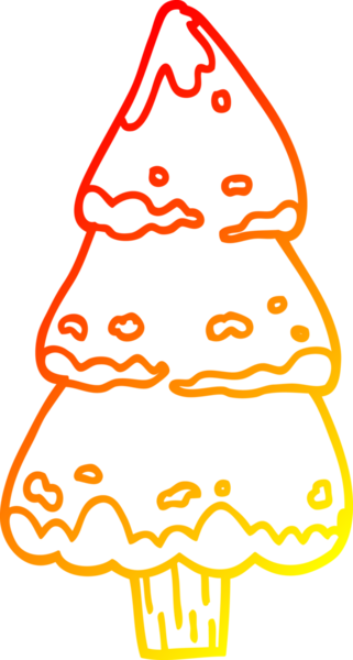 Bir insan tarafından çizilmiş bir çam ağacının sıcak çizgi çizimi