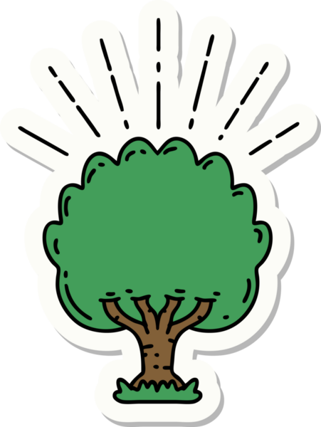 Bir insan tarafından çizilmiş dövme stili bir ağacın çıkartması.