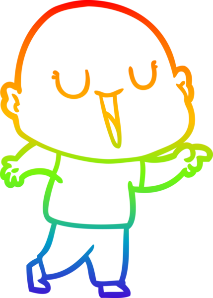 gökkuşağı gradyan çizimi mutlu bir çizgi kel adamın çizimi bir insan tarafından çizildi