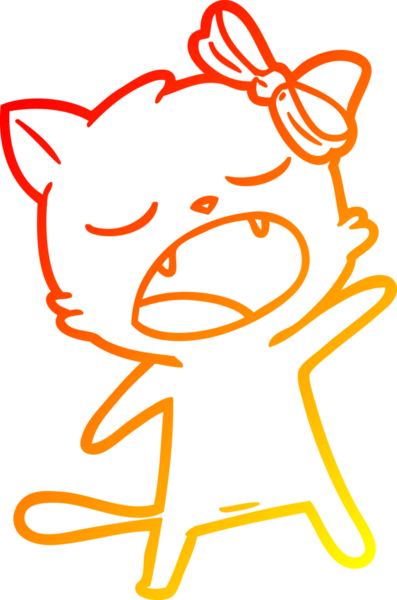 Bir insan tarafından çizilmiş şarkı söyleyen bir çizgi film kedisinin sıcak çizgi çizimi