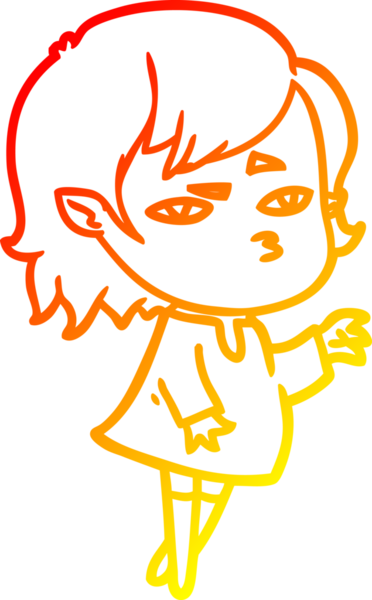 Bir insan tarafından çizilmiş bir vampir kız çizgi çizimi.