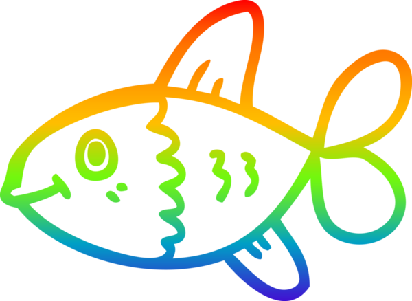 gökkuşağı gradyan çizgisi bir insan tarafından çizilmiş karikatür balığı çizimi