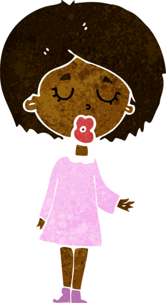 Çizgi filmdeki kadın, bir insan tarafından çizilen noktayı anlatıyor.