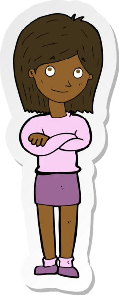 Bir insan tarafından çizilmiş, karikatür dostu bir kızın çıkartması.