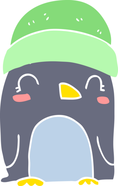 Bir insan tarafından çizilmiş şirin düz renkli penguen.