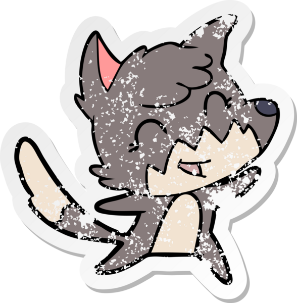 Bir insan tarafından çizilmiş mutlu bir tilkinin sıkıntılı çıkartması.