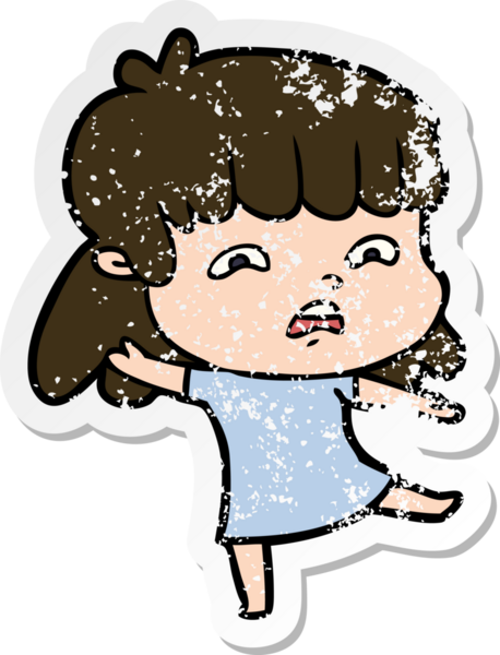 Bir insan tarafından çizilmiş endişeli bir karikatür çıkartması.