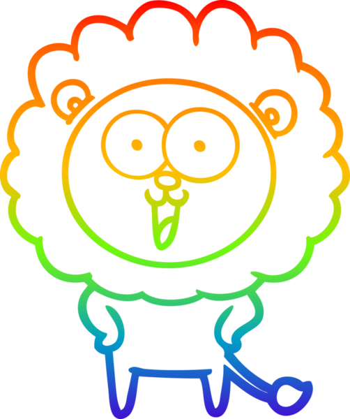 gökkuşağı gradyanı çizimi bir insan tarafından çizilmiş mutlu bir karikatür aslanı
