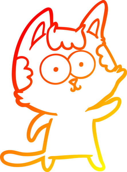 Bir insan tarafından çizilmiş mutlu çizgi film kedisinin sıcak çizgi çizgisi.
