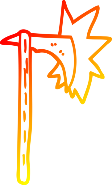 Bir insan tarafından çizilmiş keskin bir baltanın sıcak çizgi çizimi