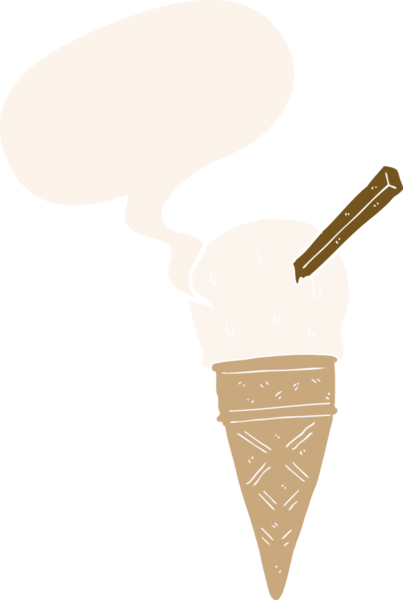 bir insan tarafından çizilmiş, konuşma baloncuklu çizgi film dondurması.