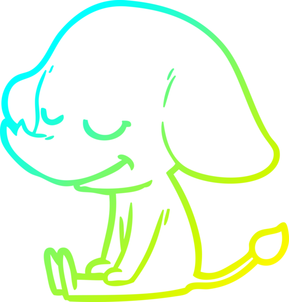 Bir insan tarafından çizilmiş gülümseyen bir filin soğuk gradyan çizimi