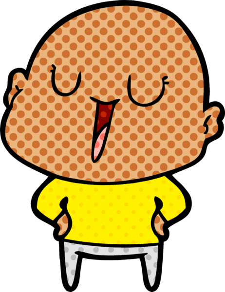 Bir insan tarafından çizilmiş mutlu, kel adam.