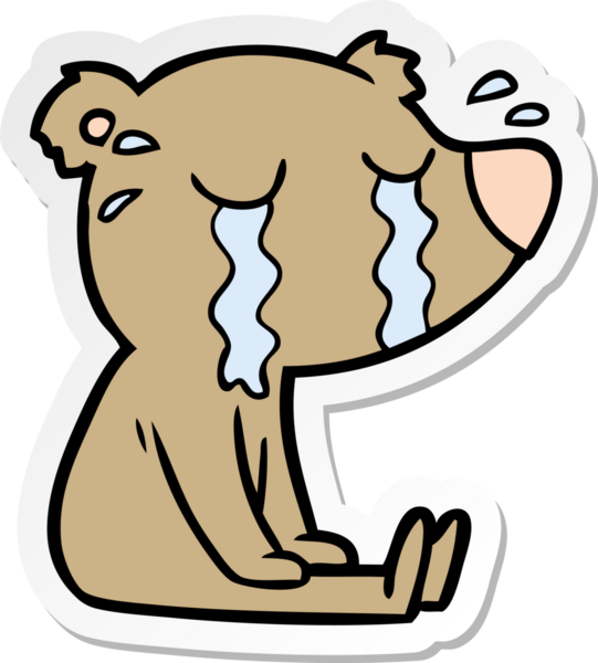 Bir insan tarafından çizilmiş karikatür ayısının sıkıntılı çıkartması.