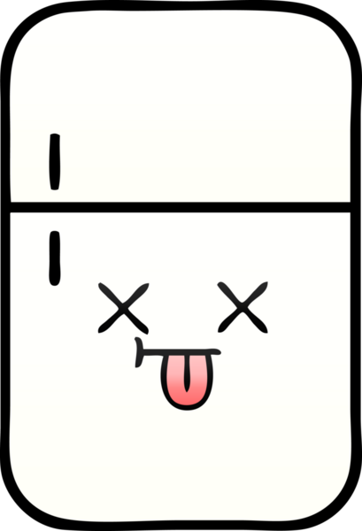 Bir insan tarafından çizilmiş bir buzdolabının gölgelenmiş karikatürü.