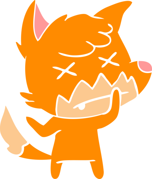 Bir insan tarafından çizilmiş düz renk çizgi film ölü tilki