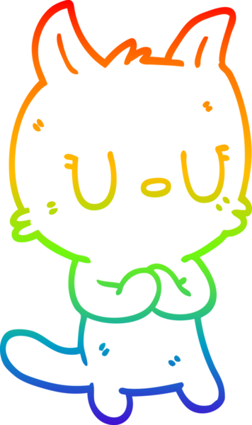 gökkuşağı gradyan çizgi çizimi Bir insan tarafından çizilmiş mutlu kedi
