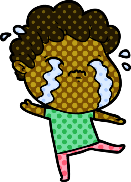 Bir insan tarafından çizilmiş ağlayan çizgi film adamı.