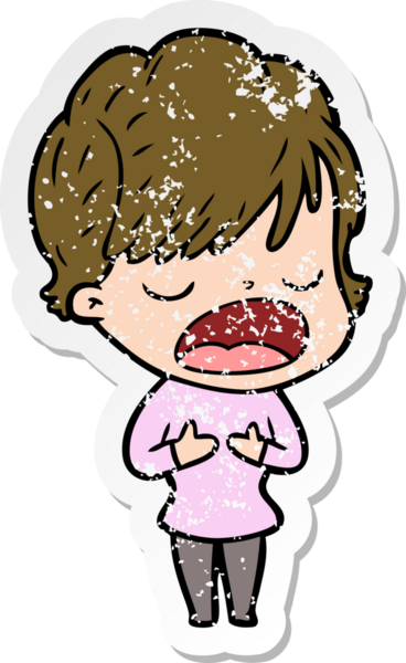 Bir insan tarafından çizilmiş karikatür kadının sıkıntılı çıkartması.