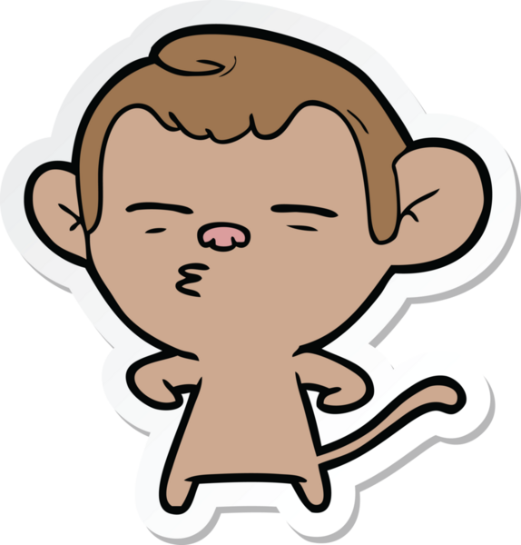 Bir insan tarafından çizilmiş şüpheli bir maymunun çıkartması.