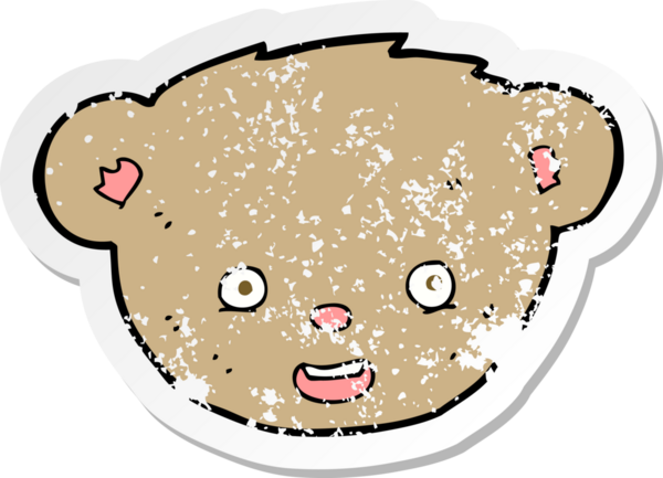 Bir insan tarafından çizilmiş oyuncak ayı suratlı karikatürün gerilimli yapıştırması.