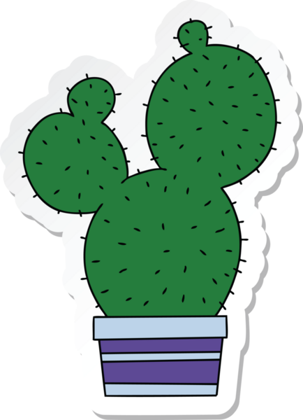 Bir insan tarafından çizilmiş garip bir el kaktüsünün çıkartması.